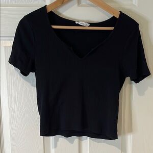 Terranova: Black Crop Fitted Short Sleeve Tee